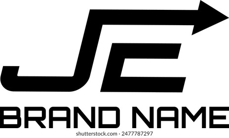 JE arrow logo design concept