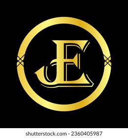 JE branding logo golden colour with sercle 