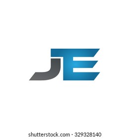 JE company linked letter logo blue