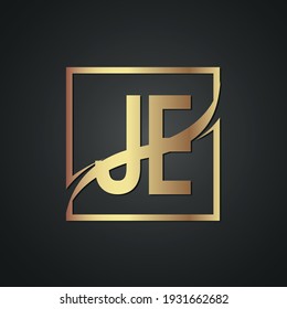 JE creative luxury brand logo with golden