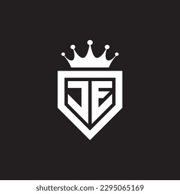 JE or EJ logo monogram symbol shield with crown shape design vector