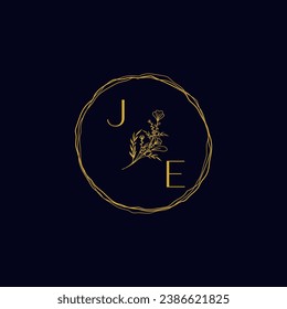 JE elegant wedding initial logo in high quality professional design that will print well across any print media