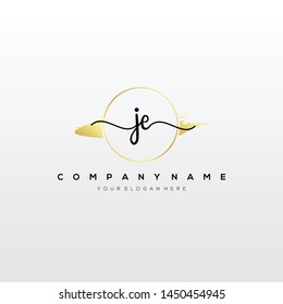 JE handwriting initial logo template vector.