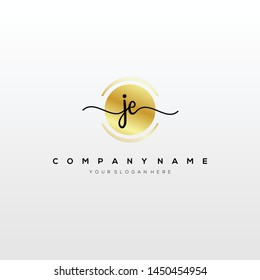 JE handwriting initial logo template vector.