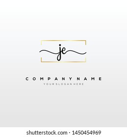 JE handwriting initial logo template vector.