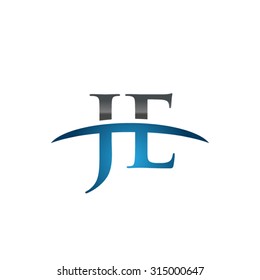 JE initial company blue swoosh logo