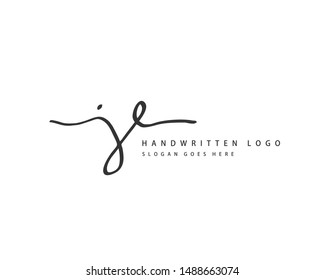 JE Initial handwriting or handwritten logo for identity. Logo with hand drawn style.