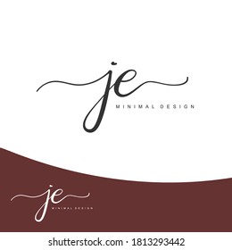 JE Initial handwriting or handwritten logo for identity. Logo with signature and hand drawn style.