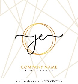 JE Initial Handwriting logo template vector