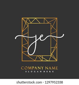 JE Initial Handwriting logo template vector