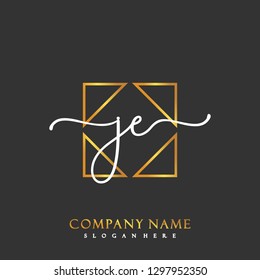 JE Initial Handwriting logo template vector