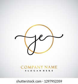 JE Initial Handwriting logo template vector