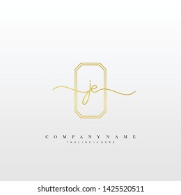 JE initial handwriting logo template vector