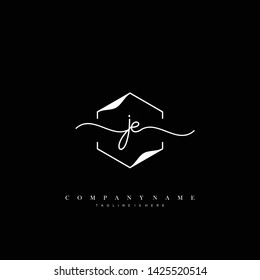 JE initial handwriting logo template vector