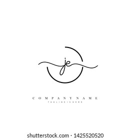 JE initial handwriting logo template vector