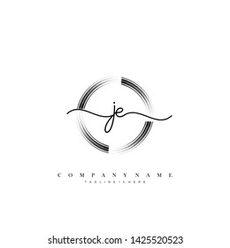 JE initial handwriting logo template vector