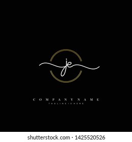 JE initial handwriting logo template vector