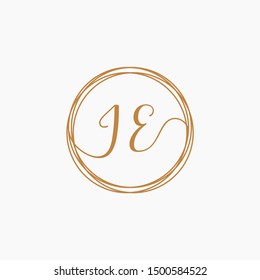 JE Initial Handwriting logo template, Creative fashion logo design, couple concept -vector