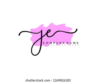 JE Initial handwriting logo vector