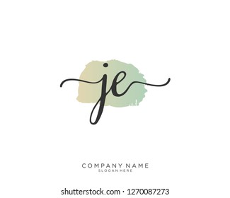 JE Initial handwriting logo vector 