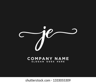 JE Initial Handwriting Logo Vector