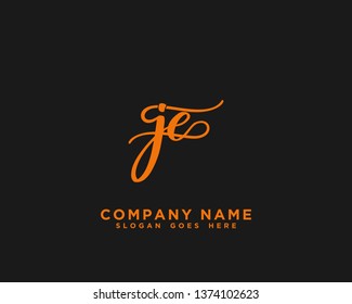 JE Initial Handwriting Logo Vector