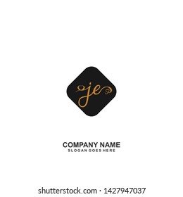 JE Initial handwriting logo vector