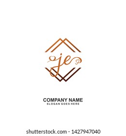 JE Initial handwriting logo vector