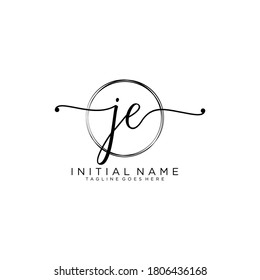 JE Initial handwriting logo vector
