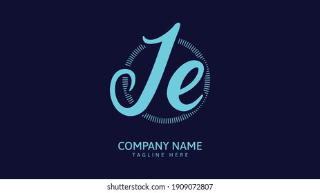 JE Initial handwriting logo vector