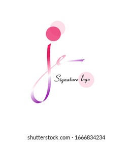 je Initial letter handwriting and signature logo