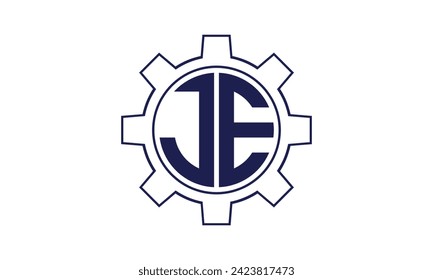 JE initial letter mechanical circle logo design vector template. industrial, engineering, servicing, word mark, letter mark, monogram, construction, business, company, corporate, commercial, geometric