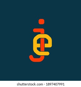 Je initial letter orange yellow vector logo template for business branding