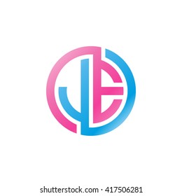 JE initial letters looping linked circle logo blue pink