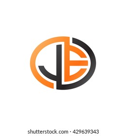 JE initial letters looping linked ellipse logo orange black