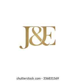 J&E Initial logo. Ampersand monogram golden logo