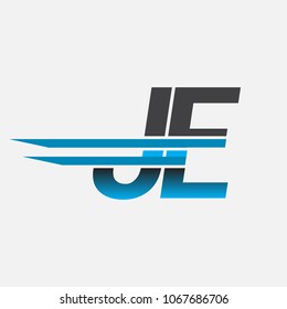 JE initial logo company name colored black and blue, Simple and Modern Logo Design.