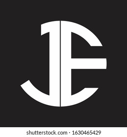 JE Initial Logo design Monogram Isolated on black and white