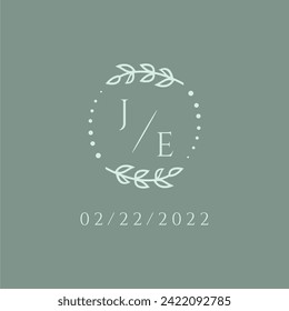 JE initial modern monogram wedding with creative circle line