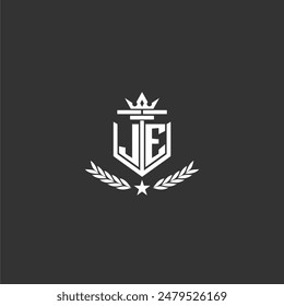 JE initial monogram brand logo design for crown vector image