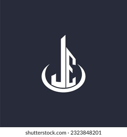 JE initial monogram building logo for real estate with creative circle style design