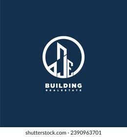 JE initial monogram building logo for real estate with creative circle style design