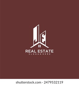 JE initial monogram building and roof logo for real estate