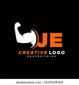 JE initial monogram for fitnes or gym logo with creative style design