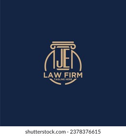 JE initial monogram for law firm with creative circle line