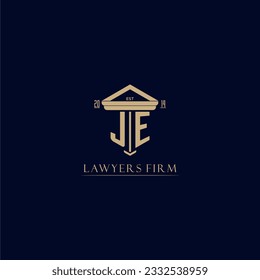 JE initial monogram lawfirm logo with pillar design