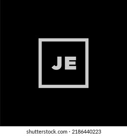 JE initial monogram logo with creative square style design