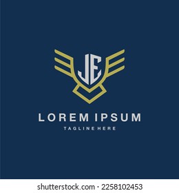 JE initial monogram logo for creative eagle line image vector design