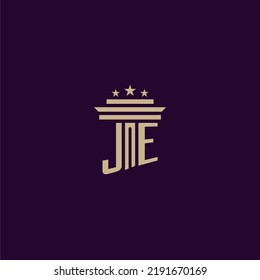 JE initial monogram logo design for lawfirm lawyers with pillar vector image