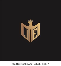 JE initial monogram logo for eagle  crown image vector design